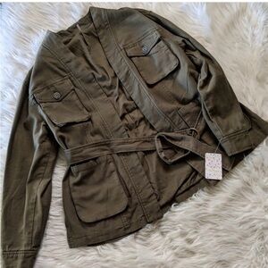 Free People Olive Green Cargo Army Jacket Size S